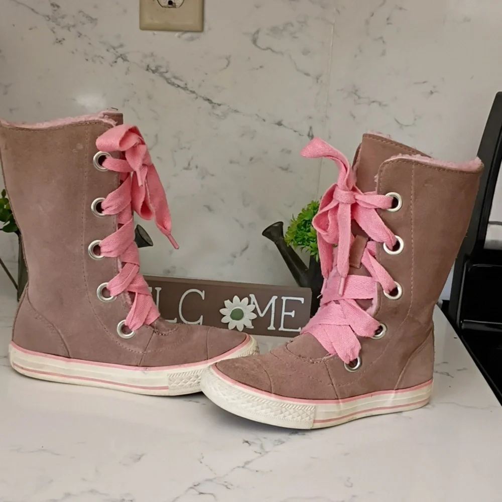Converse Pink and Brown Lace-Up Boots